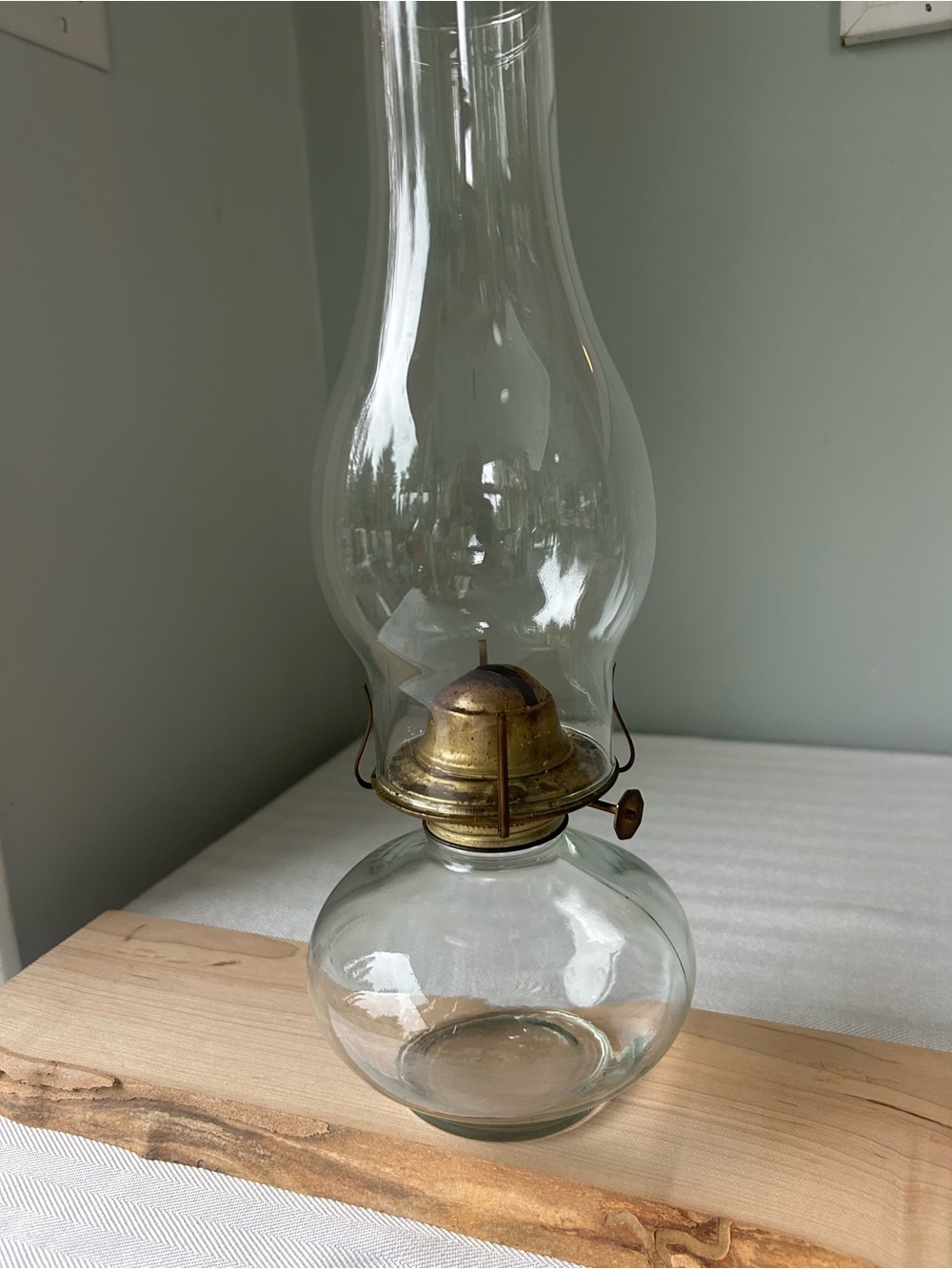 Clear Glass and Brass Oil Lantern - Elegant Accent